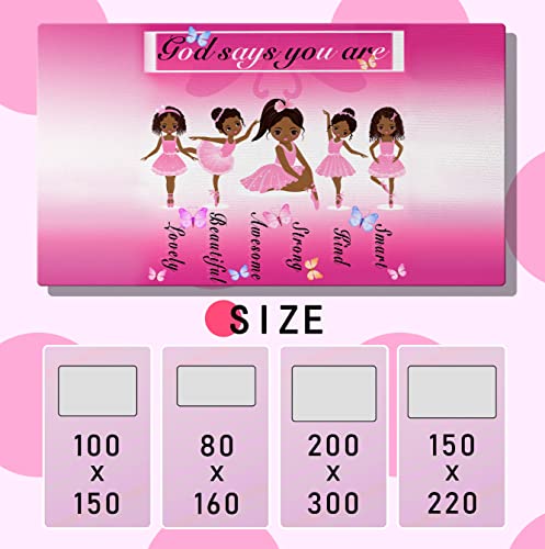 Pink African American Ballerina Area Rugs For Boys Girls Kids Cute Ballet Princess Dancer Polyester Fiber Non-Slip Floor Carpets Sofa Floor Mat For Living Room #TOP6