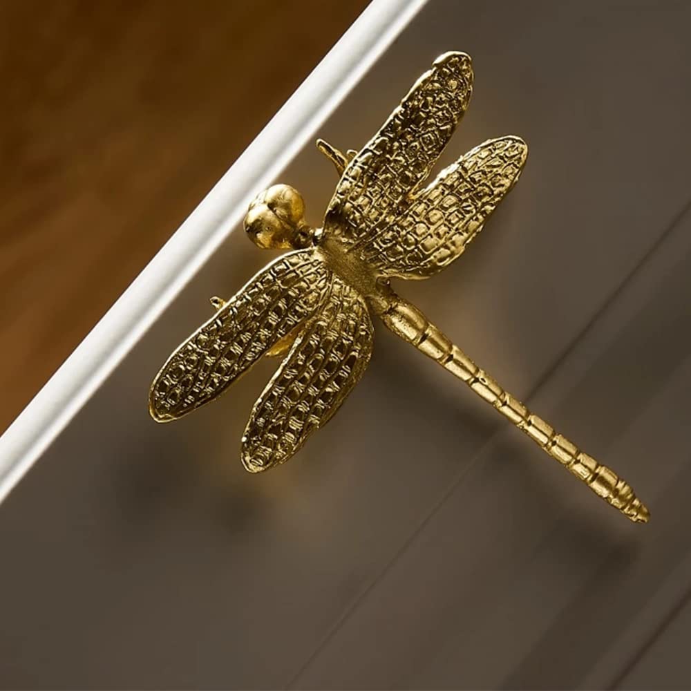 Pomelli creativi per cassetti, pomelli per mobili dal design a forma di libellula, pomelli per cassetti in ottone con vite per armadi, guardaroba, armadietti, comò (4PCS)
