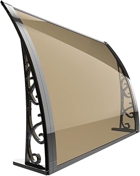 WIGING Window Awning Door Canopy, 15.75x23.62in Front Door Outdoor Garden Porch Patio Roofing Cover for UV Rain Snow Protection 40x60cm/60x80cm/80x80cm Color Brown, Size 40x60cm/15.75x23.62in