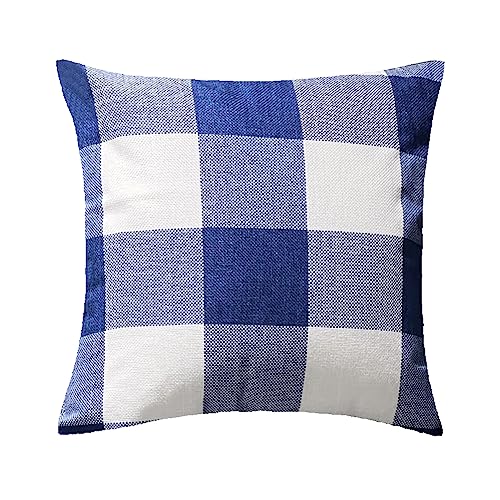 Amz-Naturalife 16X16 Set Of 2 Navy Blue White Buffalo Plaids Throw Pillow Covers Outdoor Summer Front Porch Decorative Cushion Cases Farmhouse Home Decor For Bed Sofa Couch #TOP1
