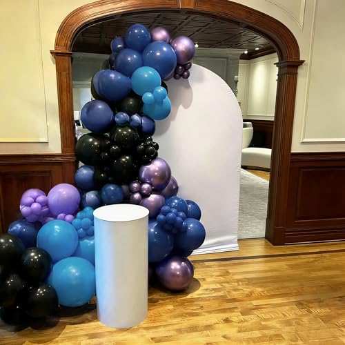 Image of Black Purple Blue Balloon, 60 PCS Outer Space Balloons, 12Inch Metallic Navy Blue Purple Black Balloon Pearl Purple Blue Confetti Latex Balloons for Kids Boys Astronaut Space Birthday Party Decoration