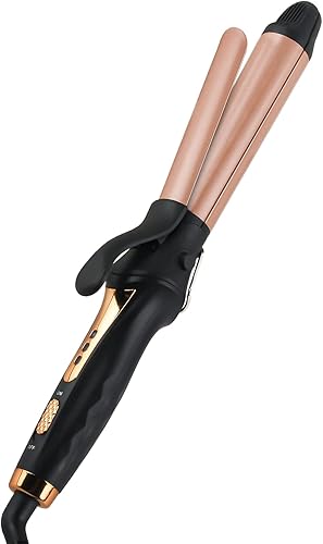 AmoVee Rizador de viaje de 1 pulgada, doble voltaje para viajes por Europa, mini plancha plana 2 en 1, temperatura ajustable y apagado automático,