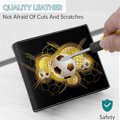 Image of EXXBYELI Boys Wallets Soccer Leather Wallets Credit Id Card Cash Holder Black Rfid Blocking Zipper Cute Cool Funny Aesthetic Wallets With Coin Pocket Id Window Teen Wallets for Boys Teenager Wallet