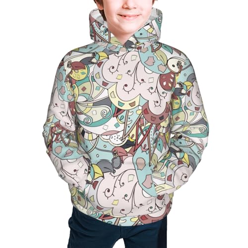 Ethnic Colorful Doodle Texture Kids Pullover Hoodies Boys Sweatshirts Girls Athletic Clothes with Pocket2