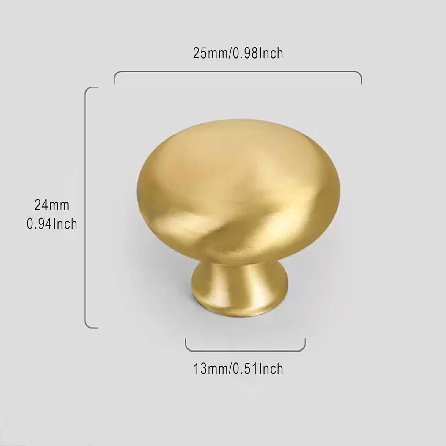 Cabinet Knob,9 Pack Gold Drawer Pulls,Round Solid Brushed Brass Furniture Knobs Hardware with Screws for Cupboard Door Dresser Wardrobe Shoe Cabinet (Size : Single Hole 25mm)