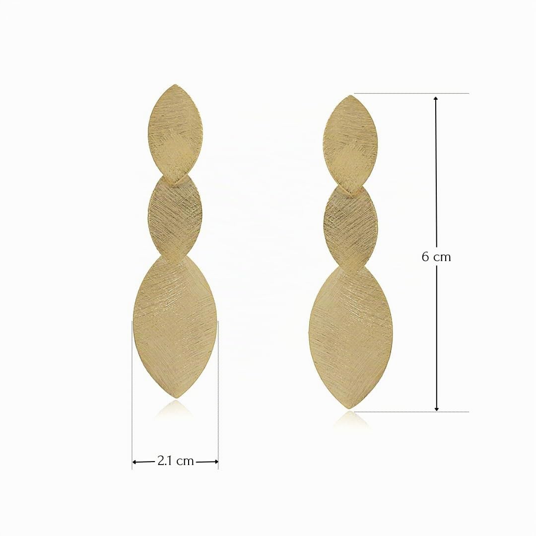 Pendientes Largos Navettes, Chapados en Oro de 18k, Joyas de Fiesta, Pendientes Largos y Ligeros, Joyas para Mujer, Regalo Único para Mujer, Regalo para Mamá