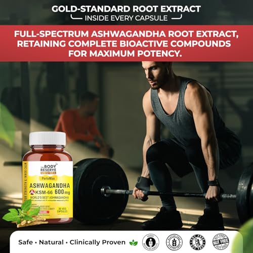 Image of The Body Reserve Ashwagandha KSM66-30 Capsules Ashwagandha KSM 66 for men & Women Supports Stress Management & Muscle Recovery