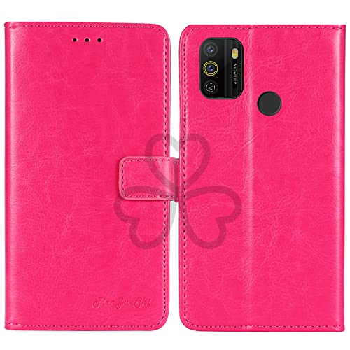 TienJueShi Rosa Flip Retro Support à Rabat Cuir Housse Coque pour Logicom Solar 6.517 inch Étui Cas Couverture Protecteur Case Portefeuille Cover