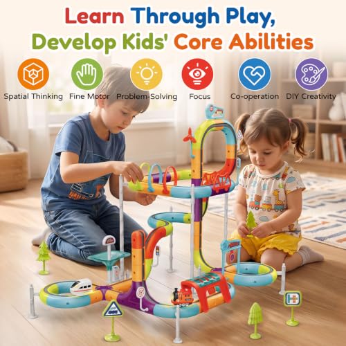140Pcs Electric Train Set 3D Anti-Gravity Race Track Toys for Boys Kids 3+ - image 2