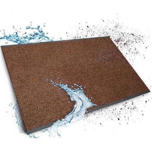 Floordirekt alfombra a medida, 90 x 200 cm, marrón, alfombra para puerta, alfombra de entrada, pisadas, alfombra de puerta, alfombra de limpieza, tela métrica, Mono