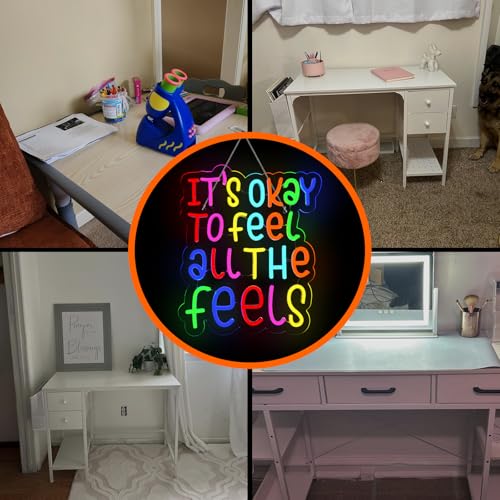 Image of JURONG It's Okay to Feel All the Feels Neon Signs for Wall Decor Dimmable LED Neon Light up Signs USB Powered for Home Office Bedroom Classroom Wedding Party Store Home Gift Neon Decor