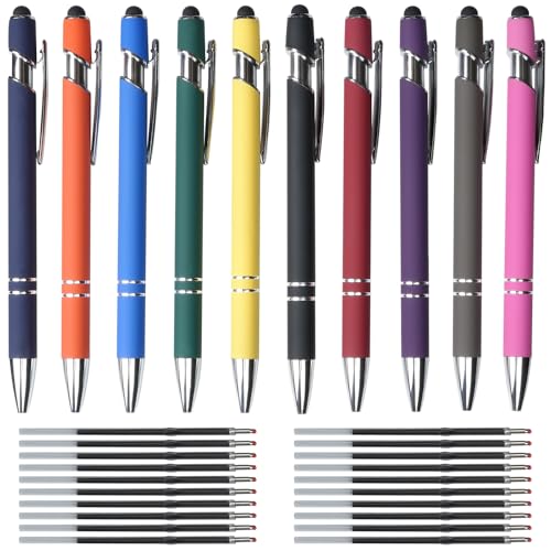 Hengxinchen Kugelschreiber Hochwertig, 10 Stk Super Haltbar Druckkugelschreibe mit 20 Stk Nachfüllungen, Kugelschreiber Set Bunte, 2 in 1 Ergonomische Kugelschreiber mit Touchpen für Büro und Haushalt Hengxinchen Kugelschreiber Hochwertig, 10 Stk Super Haltbar Druckkugelschreibe mit 20 Stk Nachfüllungen, Kugelschreiber Set Bunte, 2 in 1 Ergonomische Kugelschreiber mit Touchpen für Büro und Haushalt