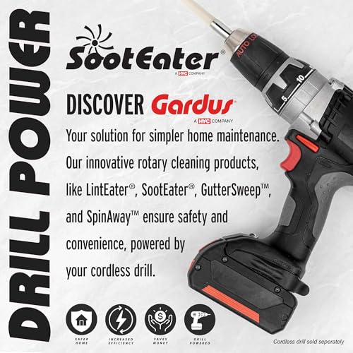 Gardus SootEater Pellet Stove Cleaning Kit - Complete Rotary Pellet Stove Vent Kit with Flexible rods, Propeller Pipe Brushes, & Flue Fire Prevention.