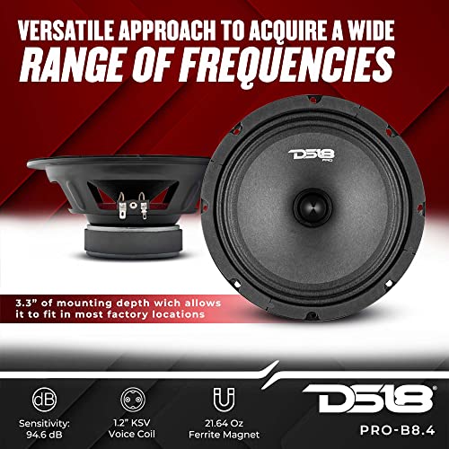 Ds18 Pro-B8.4 Loudspeaker 8" Mid-Range Car Audio Speaker With Bullet 4-Ohms 140 Watts - Premium Quality Audio Speakers For Car Or Truck Stereo Sound System (1 Speaker) #TOP2