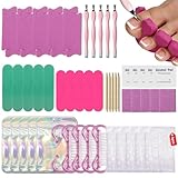 TADOPRO Press On Nail Tool Kit, Disposable Nail Prep Kit for Toenails Salon Home Nail Business Supplies with Toe Separators, Nail File, Handle Grip Nail Brush, Cuticle Trimmer Push(5 Sets)