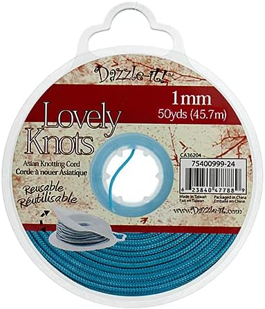 Dazzle-It! Lovely Knots - Asian Knotting Cord 1mm Thick - Aqua Blue (50 Yards On Bobbin)