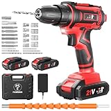 【Amazon.co.jp限定】電動ドライバー 21v 電動ドリル 1500mAh バッテリー2個付き NZACE コードレス ブラシレスモーター 25段階トルク調節 無断変速 充電式インパクトドライバー 最大42N.m LEDライト 二段階スピード調節 正逆転切替 電動工具セット 24ドリル/收纳ケース/ネジ締め 穴あけ DIY家具組み立て 日本語取説 PSE認証済