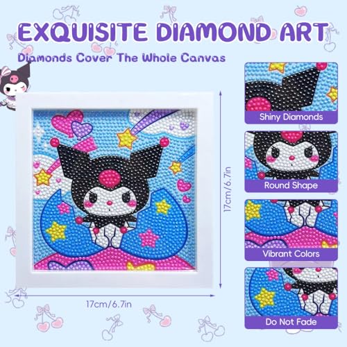 Image of PATPAT Diamond Painting Kit 6.7 Inch Wooden Frame DIY Decor | Kids Craft Activity, Screen-Free Creative Fun, Structured Display Format Desk Decor Appeal