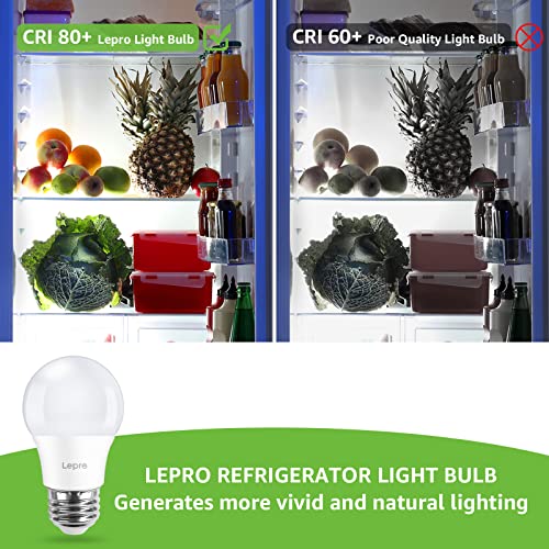 Lepro Led Refrigerator Light Bulb - 40W Equivalent Waterproof Appliance Bulb Replacement For Frigidaire, 5000K Daylight Non-Dimmable Freezer Bulbs With 450 Lumen, 120V 5W A15 E26 Medium Base, 2 Pack #TOP6