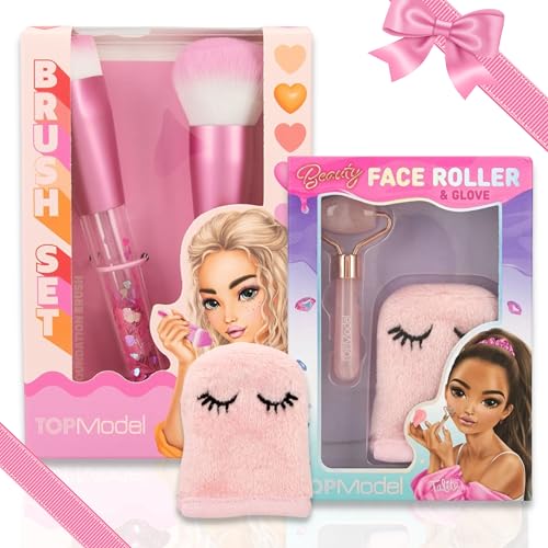 TOPModel Gesichtsroller Set BEAUTY and ME + TOPModel Pinselset Herz BEAUTY and ME - Pflege & Beauty für strahlende Haut und makelloses Make-up