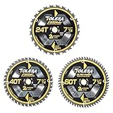 TOLESA 7 1/4 Circular Saw Blade 24/40/60 Teeth with 5/8' Arbor, ATB Carbide Teeth, Wood Cutting Framing Saw Blades for Miter Saw & Table Saw, Thin Kerf for Cutting Wood, Plywood, MDF, OSB (3 Pack)