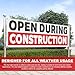 Fanfanwin 2 Pcs 18 x 48 Inch Open During Construction Vinyl Banner Sign for Business Industrial Yard Sign with Metal Grommets Heavy Duty Weatherproof Now Open Banner Shopping Building Outdoor Indoor