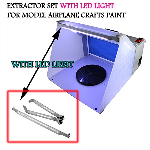 Ophir Portable Hobby Airbrush Spray Booth Exhaust Filter Extractor Set With Led Light And Turntable Stand For Art Craft Model Cake Nails T-Shirts 5.6 Feet Extension Hose #TOP1
