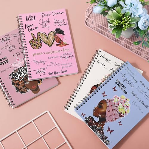 Carnet noir inspirant afro-américain à spirale pour note de bureau