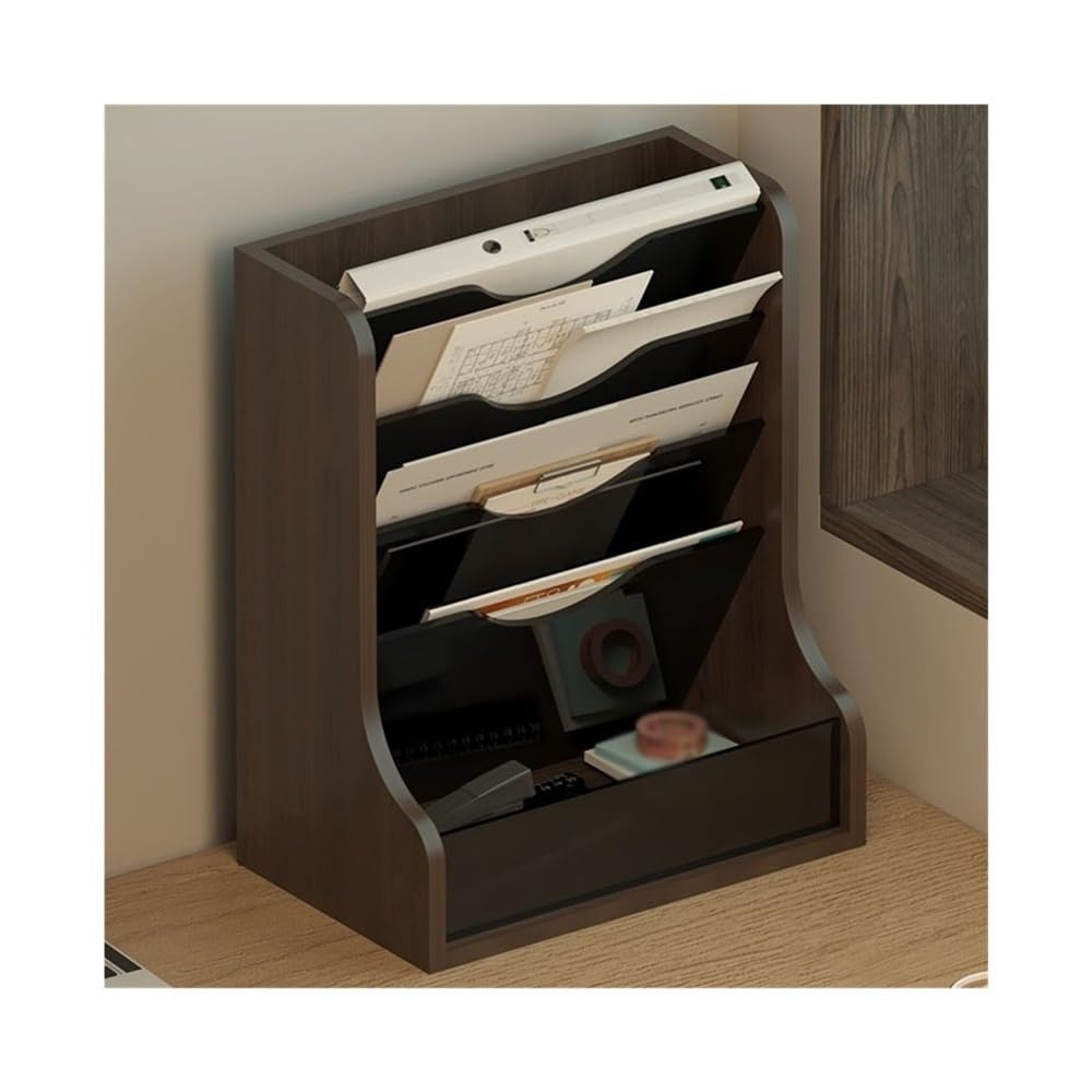 Stojak na foldery 5-kieszeniowy organizer na biurko, pionowy stojak na czasopisma, akcesoria biurowe, artykuły papiernicze(Black)