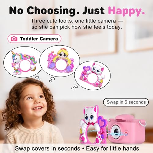 Kids Camera for Girls Toys Gifts: 3 4 5 Year Old Girl Gifts Small Children Selfie Digital Pink Camera for Kids, Christmas Birthday Gift for Girls Toy Cameras for Toddlers Age 3-5, 32G SD Card Included by FELLOWEAN - Image 2