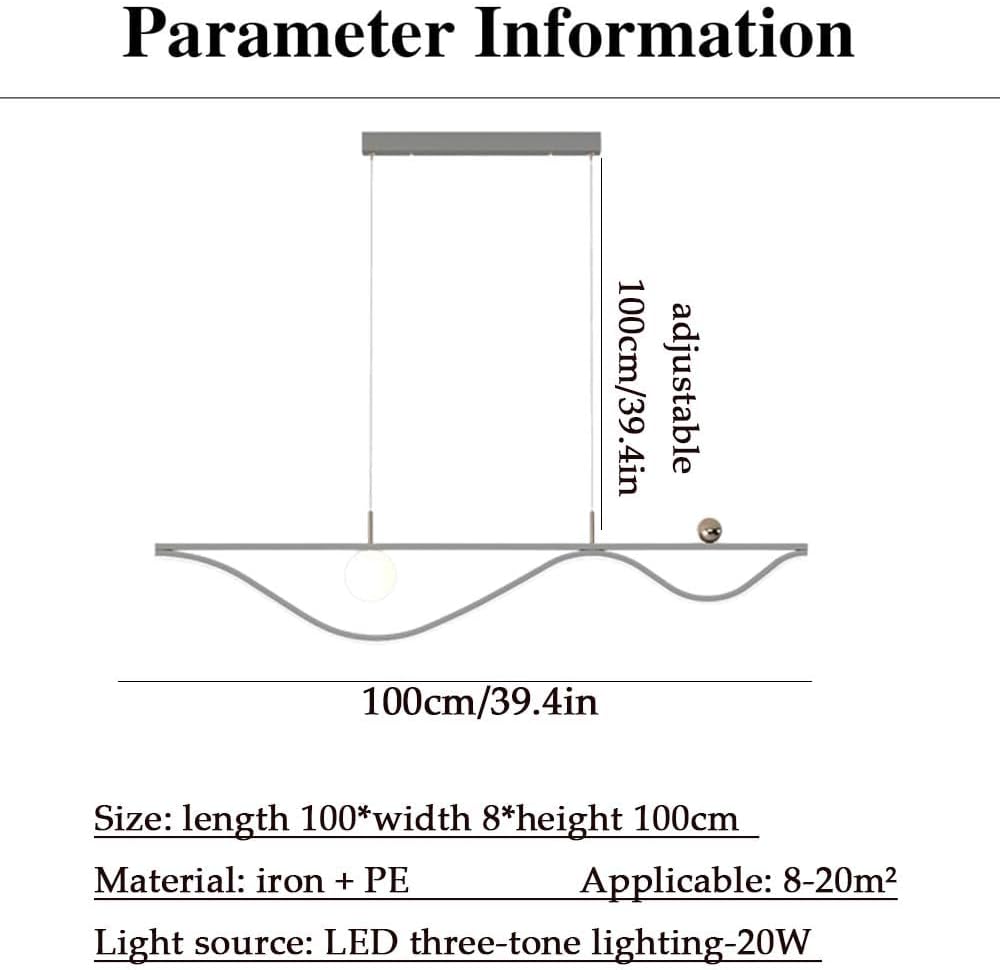 Modern Gray Led Linear Lighting, Led Linear Led Island Light Suspension Fixture, for Dining Room Bedroom Kitchen Island Linear Chandelier/100Cm