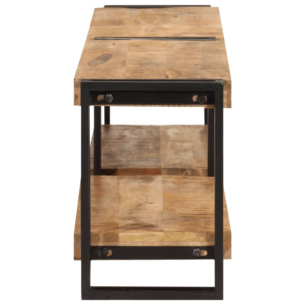 Szafka pod telewizor z litego drewna Mango 160 x 30 x 40 cm z metalową ramą, miejscem do przechowywania i półką, szafka do salonu, kredens, stolik pod telewizor, regał do kina domowego i
