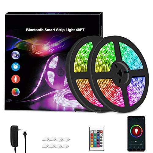 RUIKING 65.6ft LED Strip Lights,Superbright Smart Strip Light Music to Sync Phone App Controlled Color Changing Lights Music LED Strip Lights fo Bedroom, LED Wireless Lights Strip