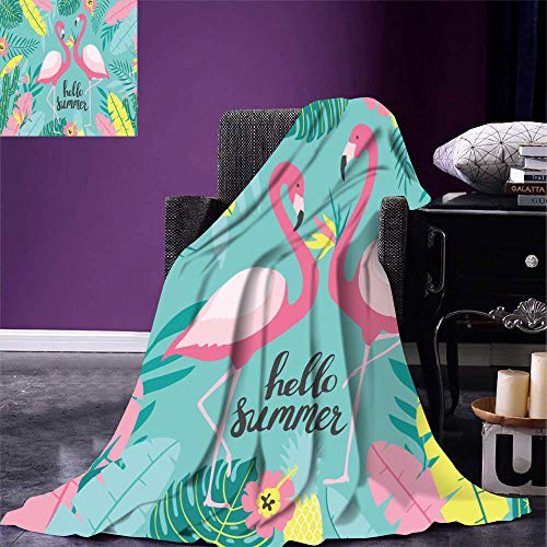Couverture Flamingo en Peluche Sherpa 150x200 Cm pour Bureau et Maison