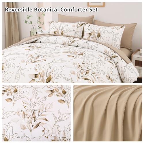 Parure de lit 7 pièces avec couette double motif feuilles dorées - 5