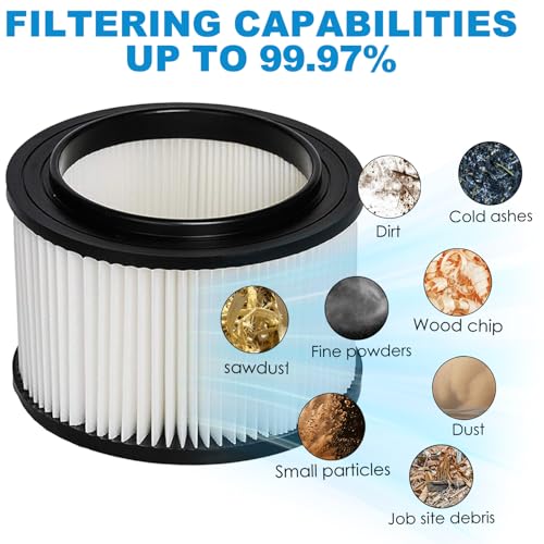 Image of 2 Pack 17810 Filter Replacement for Craftsman 9-17810 Fits 3 to 4 Gallon General Purpose Wet Dry Vacuum.(2 Filters+2 Foam Sleeves+1 Brush)