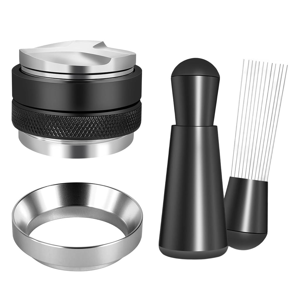Supvox® 3 Pcs Espresso Accessories Kit Fits Espresso Machine Coffee Distributor and Tamper Leveler with Magnet Dosing Funnel for Portafilters Home Bar-image-48