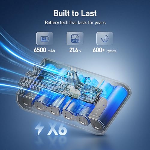 V8 Akku 6500mAh, 21.6V Ersatzakku für Dyson SV10 V8 Absolute Animal Fluffy Animal Exclusive Trigger mit 2 Filtern