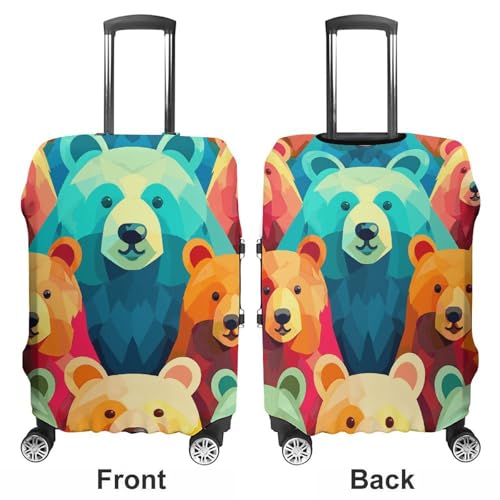 Colorful Bears Luggage Covers Tsa Approved Suitcase Cover Elastic Washable Luggage Sleeve Carry on Cover Protector Anti-Scratch Suitcase Protector Fits 19-30 Inch Case(L)3