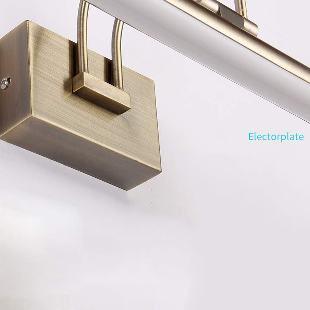Messing Gebürstet Spiegelleuchte Retro LED Spiegellampe 180 ° Drehung Spiegel Frontlicht Wasserdicht Beschlagfrei Badezimmer Toilette Garderobe Schminktisch Licht Warmweiß L62CM 14W,Cool white l62cm