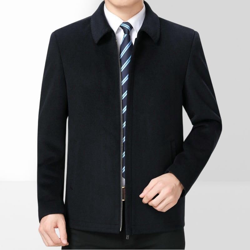 Manteau hiver court cachemire double face homme veste épaisse d'âge moyen chic - 3