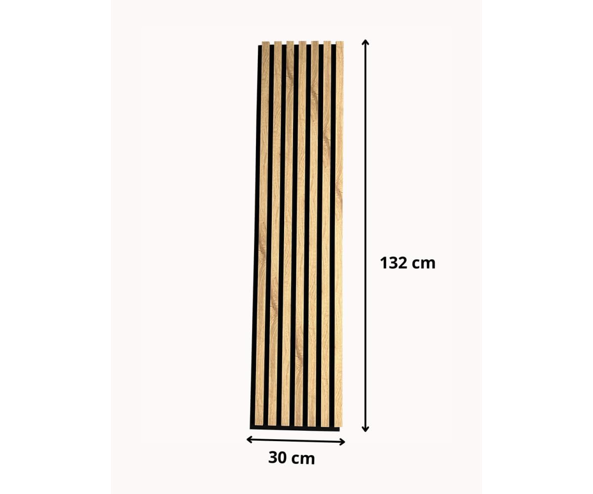 Zestaw 4 Sztuk Akustycznych Paneli Ściennych Na Czarnym Filcu 30x132 cm Czarny Mat 3D Panele Dekoracyjne Wykończenie MDF W Okleinie Drewnopodobnej I Filc Akustyczny