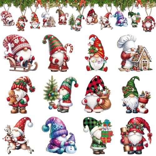 Weihnachtsanhänger Holz 36 Stück – Lustige Weihnachtsdeko Holz...