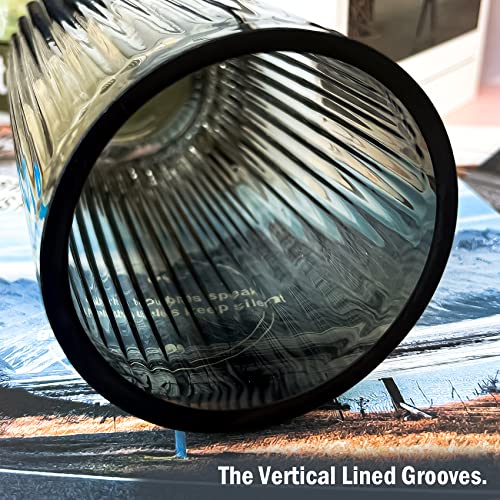 Muyan 7.5" Glass Vase For Flowers Vertical Striped Flower Vase Modern Desktop Decor Flower Arrangement Dried Flower Hydroponic Plant Home Office Dining Living Room Wedding #TOP3