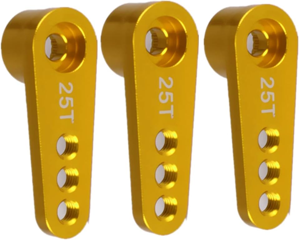 Aluminum 25T Steering Servo Horn Arm,RC Steering Servo Arm Horn for RC 1:8 1:10 Model Car/Boat Futaba HSP HPI Wltoys Himoto Redcat Axial 3 pcs/Set（Yellow）