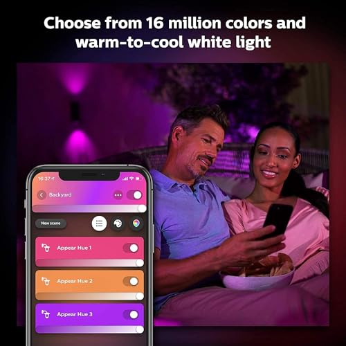Philips Hue White & Color Ambiance Appear Outdoor Wall Light (1,180 lm), 2-Pack, dimmable Wall Light for The Hue Lighting System with 16 Million Colours, Smart Light Control via Voice or app, Black - Image 5