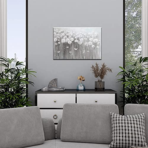 Lamplig Wall Art Grey And White Flowers Modern Farmhouse Paintings Botanical Blossom Dandelion Pictures Artwork Floral Canvas Prints Living Room Bedroom Bathroom Home Decoration 16 X 24 Inch #TOP3
