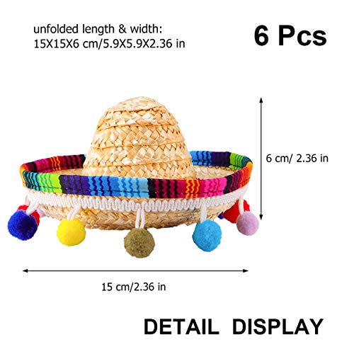 KESYOO 6 peças de faixas de cabelo de palha de sombrero de cinco de Mayo com argolas de cabelo para