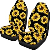 FOR U DESIGNS Sunflower Printed Front Seat Covers 2 pcs, Vehicle Seat Protector Car Mat Covers, Fit Most Cars, Sedan, SUV, Van