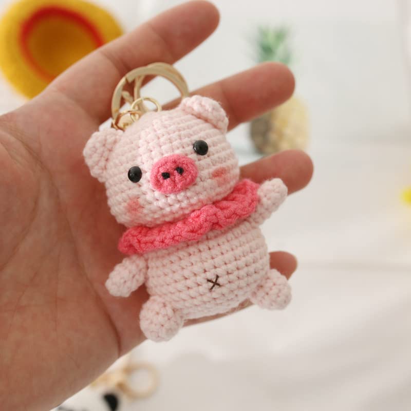 Handmade Wool Crochet Keychain, Chinese Zodiac Doll, Unique Gift (pig)